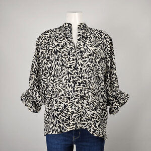 Soaked In Luxury Black Animal Print Blouse Size S